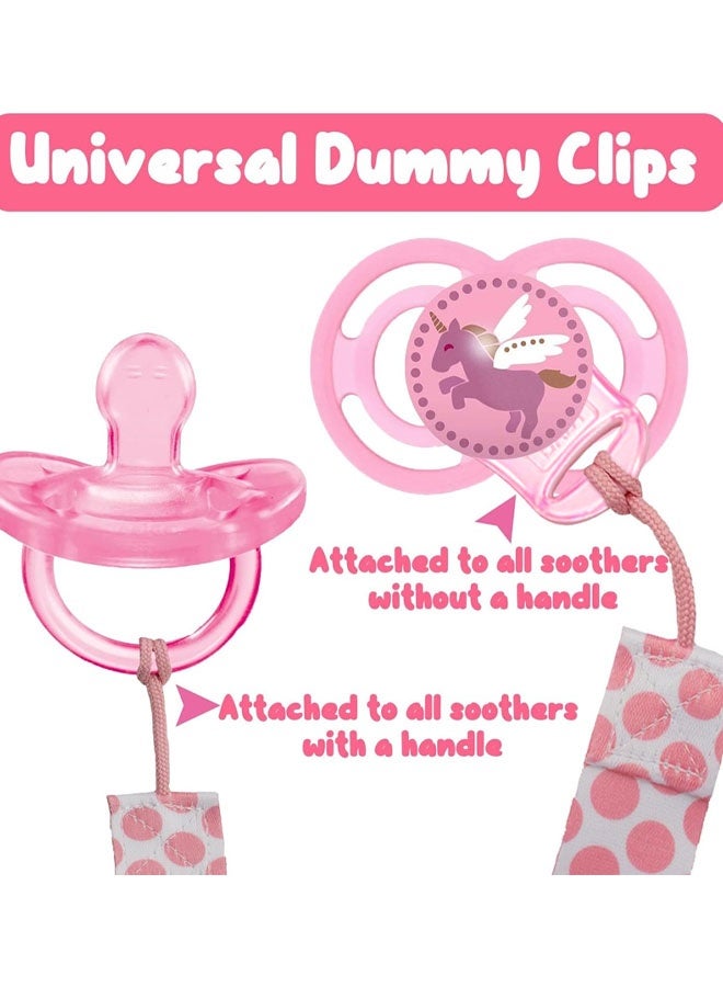 4 Pack Dummy Clips Girls, With 4pcs Silicone Pacifier Adapters, Universal Soother Chain For Baby Girls Boys Newborn - Image 5